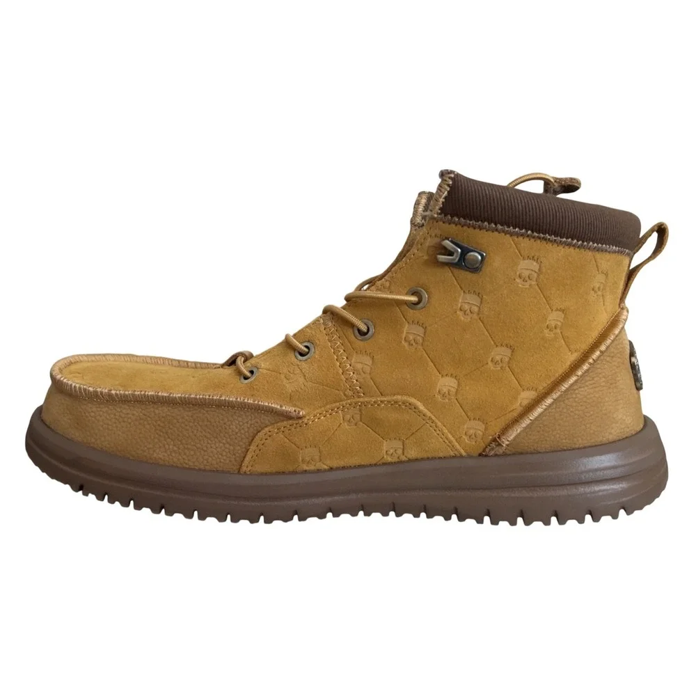 Jelly Roll x Hey Dude Leather Boots Bradley Tan Brown Skull Print Mens Sz 12
